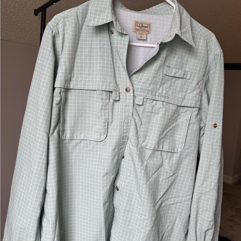 L.L. Bean Mint Checkered Women's Shirt
